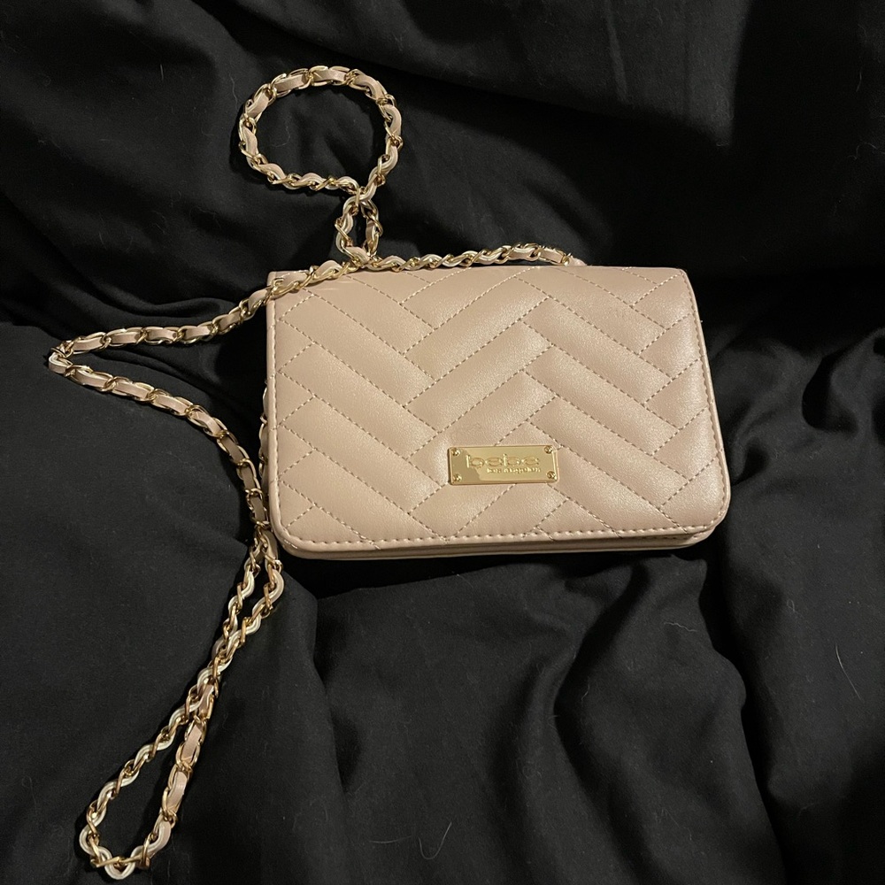 Beige Quilted Crossbody Bag